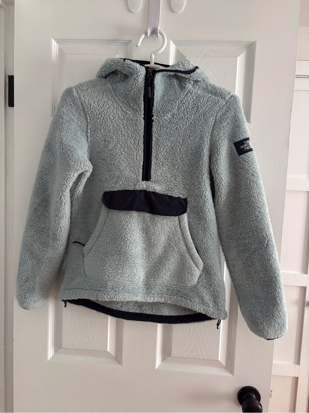 The North Face Light Blue Sherpa Half-Zip Hoodie